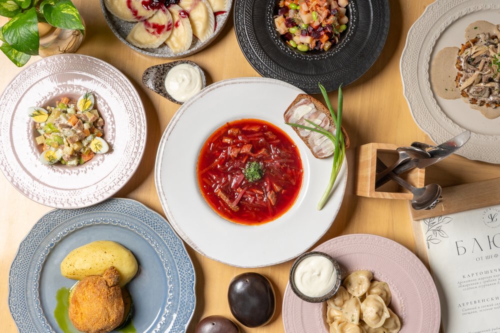 Borscht, pelmeni, olivier and other dishes at LEO & LILY